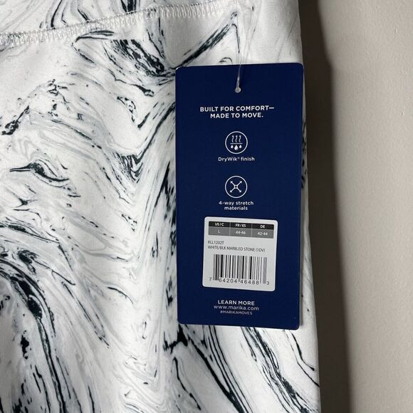 MARIKA Womens White Black Marbled Stone High-Rise Leggings NEW Large L - Picture 4 of 10